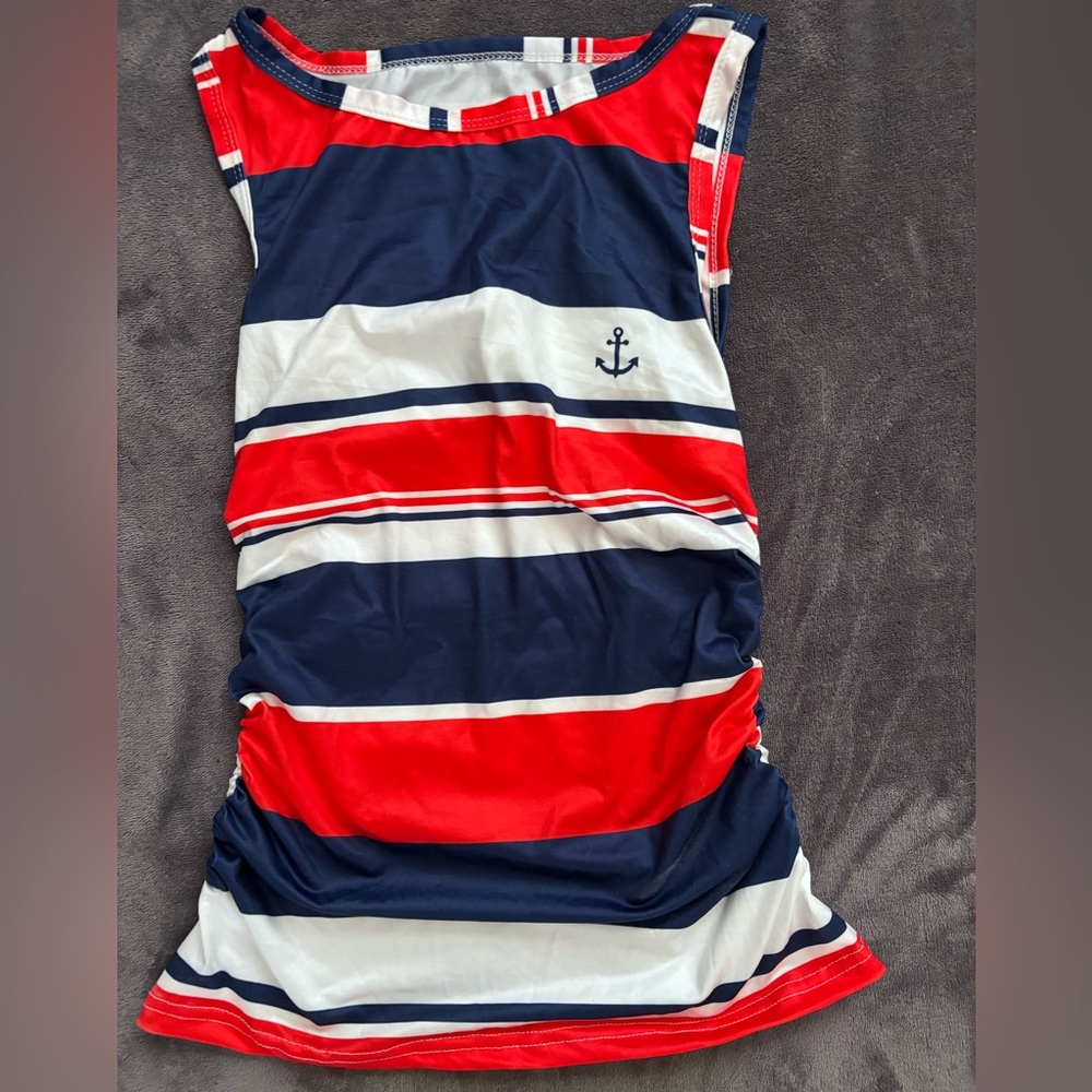 Nautical Striped tank- Red, Blue, and White